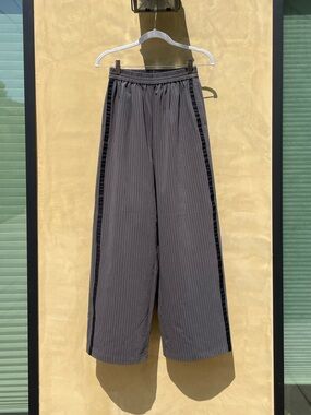 Japanese Gray Wide-Leg Pinstripe Pants